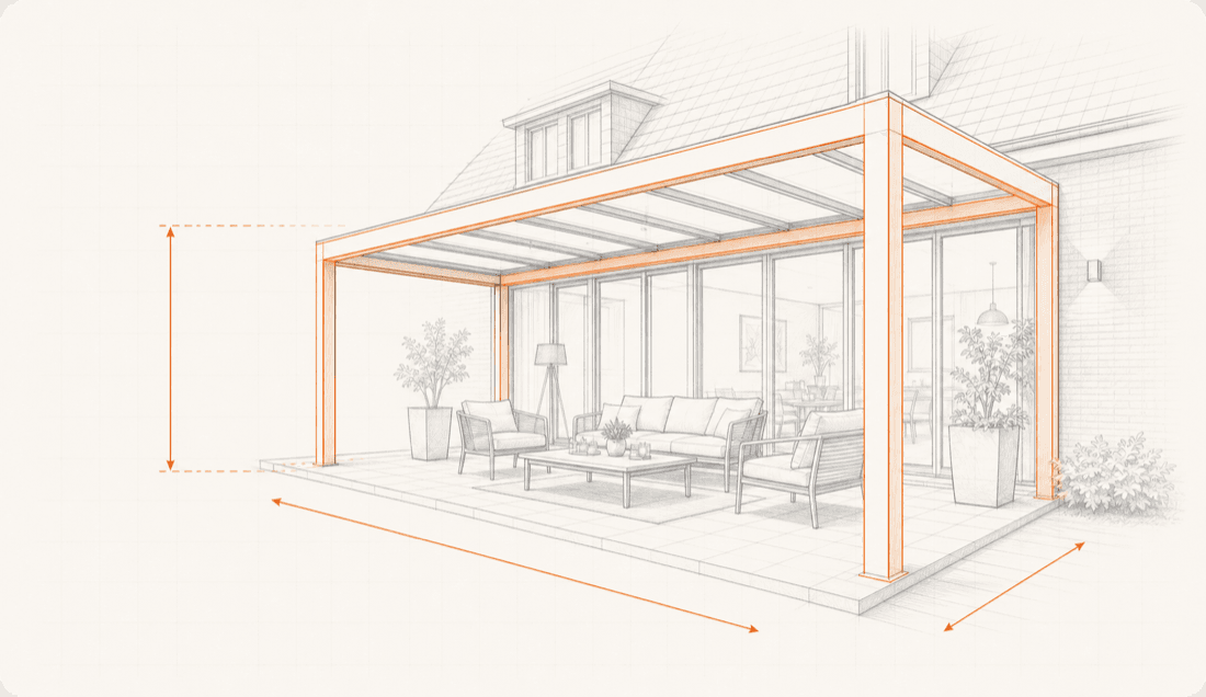 Indicatieve maatvoering van een carport